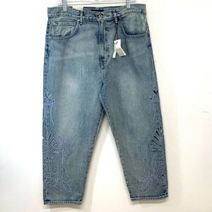 Levis Made & Crafted Barrel Crop Jeans Woman 31 ‎ Relaxed Fit Embroidery Cut Out